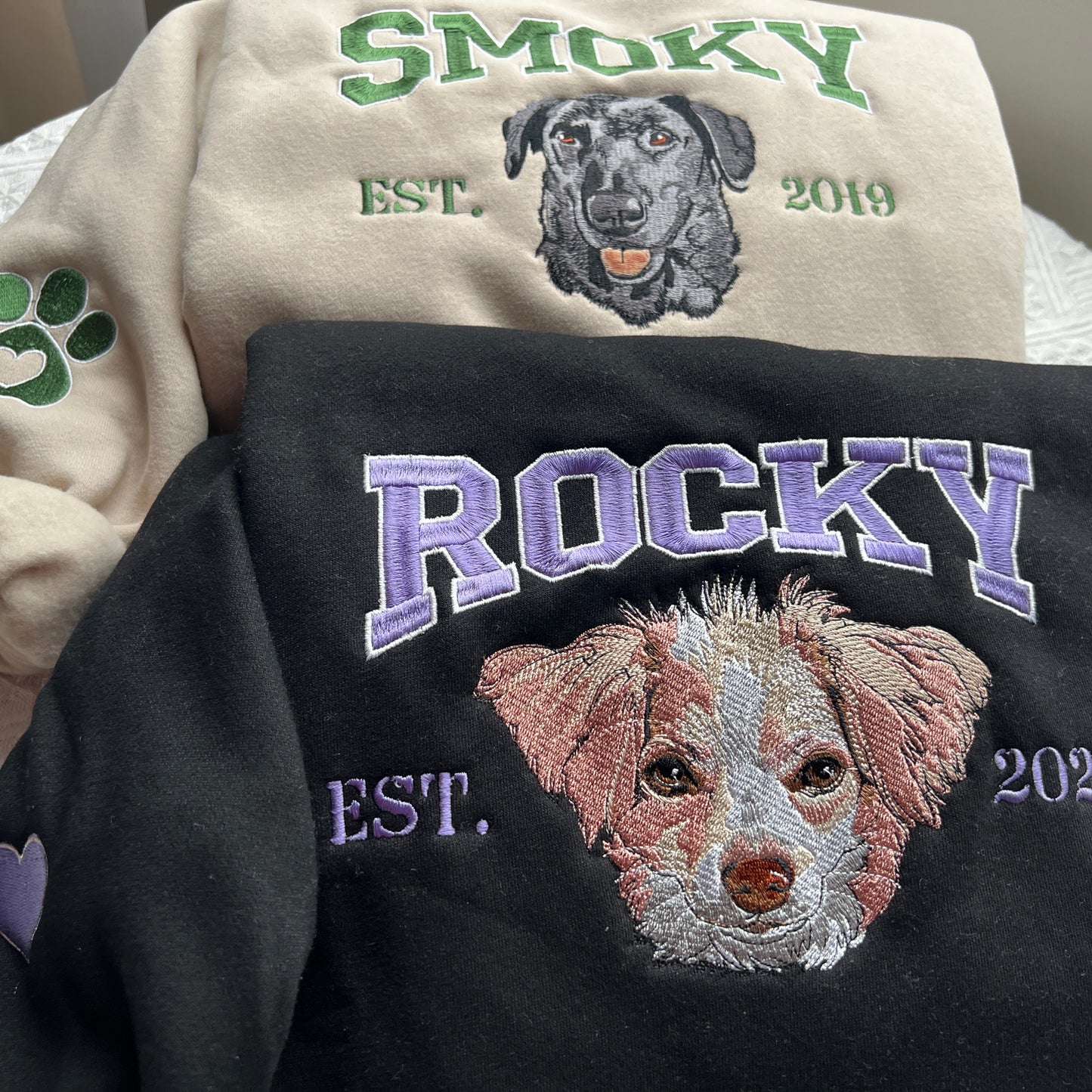 Custom Embroidered Dog Sweatshirt, The Dog Face Hoodie, Embroidered Pet Sweatshirt With Portrait Outline, Dog Mom Life Shirt, Gift For Mom